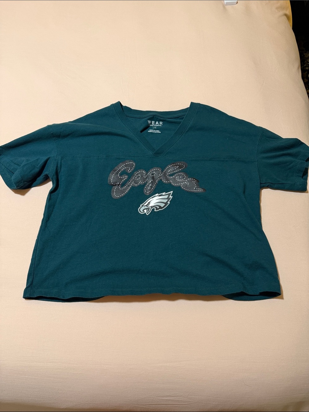 Women's Teal Philadelphia Eagles Rhinestone Crop Top